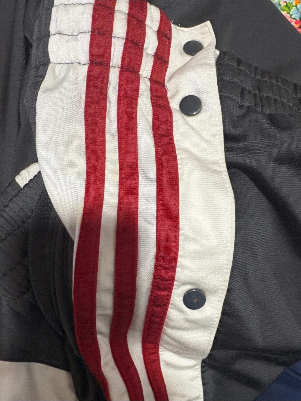 adidas Black Sweatpants with Red & White Side Stripes
